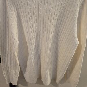 Karen Scott Cream Cable Knit Crewneck Sweater